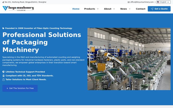 Screenshot of feiyumachinery.com