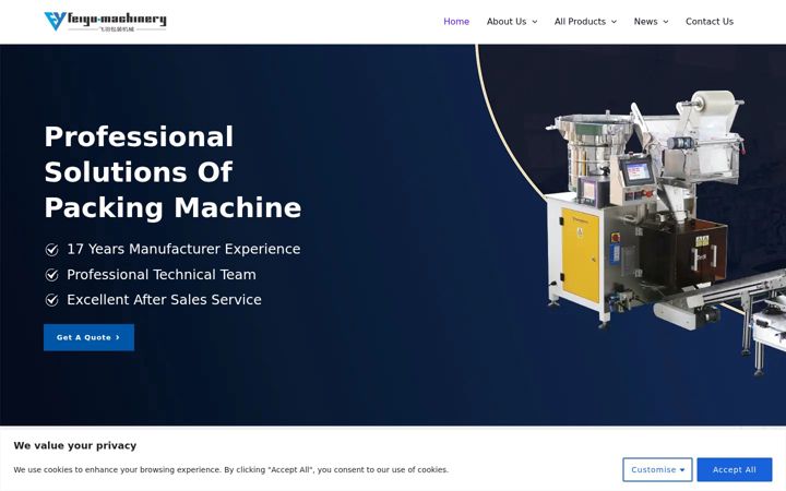 Screenshot of feiyupackingmachine.com