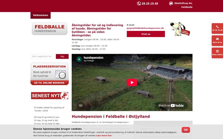 Screenshot of feldballehundepension.dk