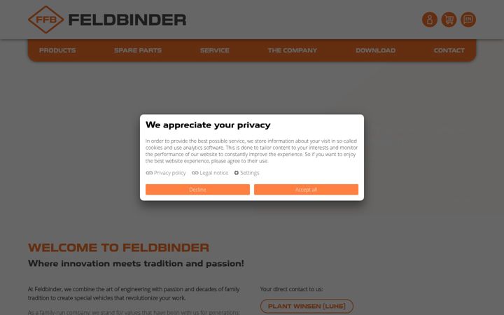 Screenshot of feldbinder.com