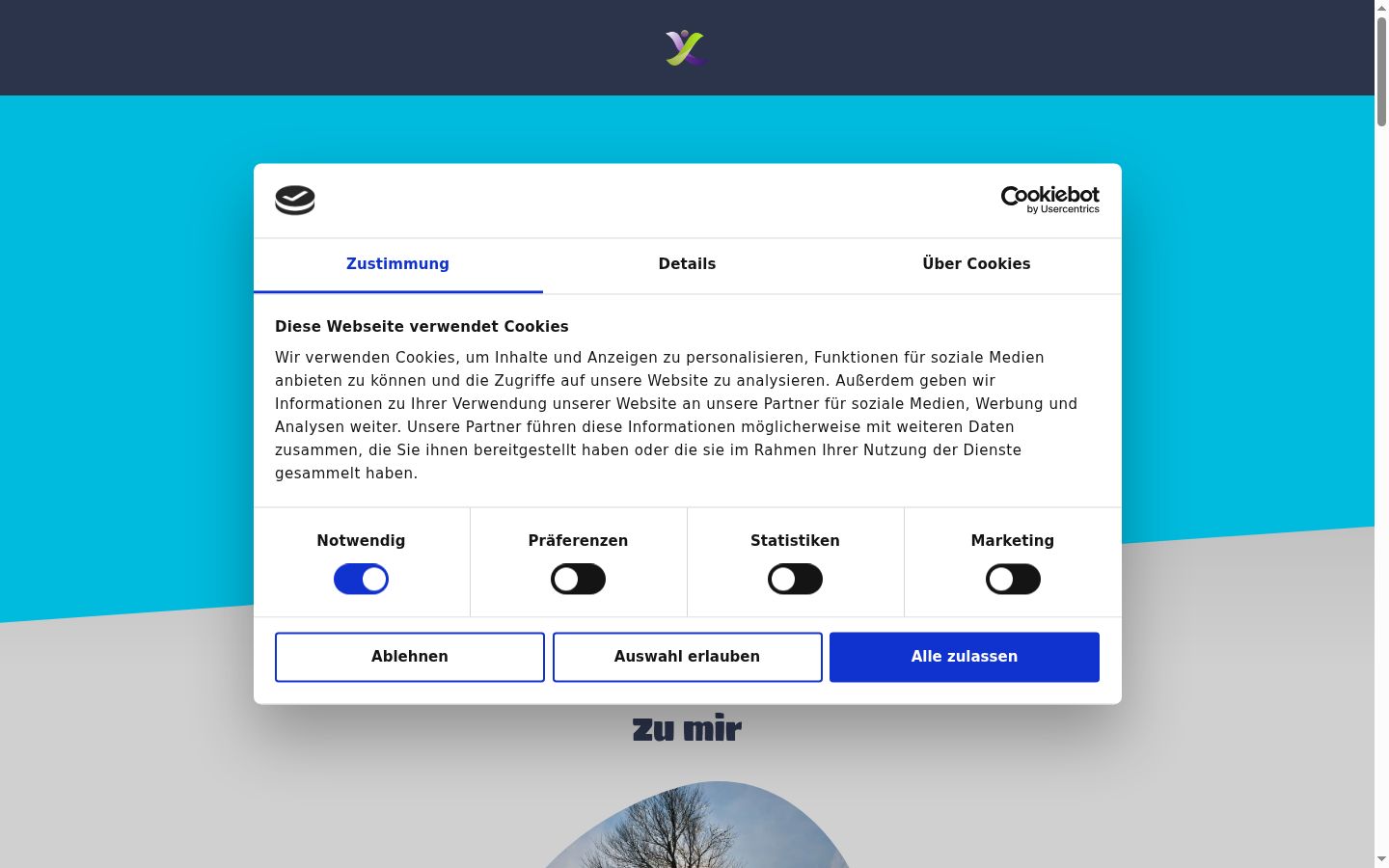 Képernyőkép a bármilyen interakció előtt megjelenő hozzájárulási bannerről