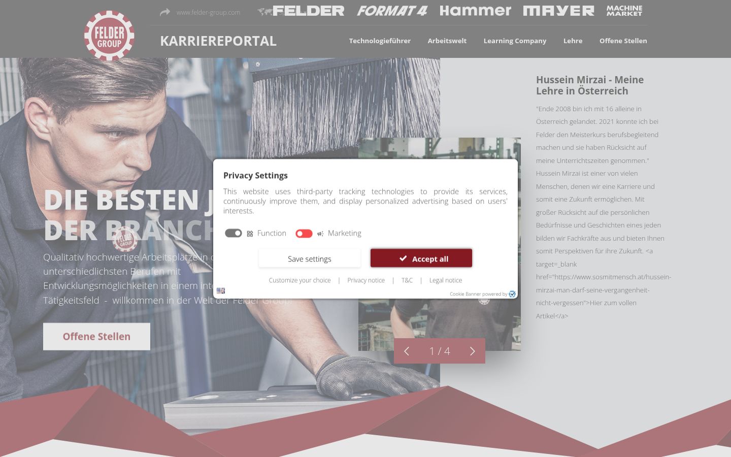 Screenshot of the consent banner shown before any interaction