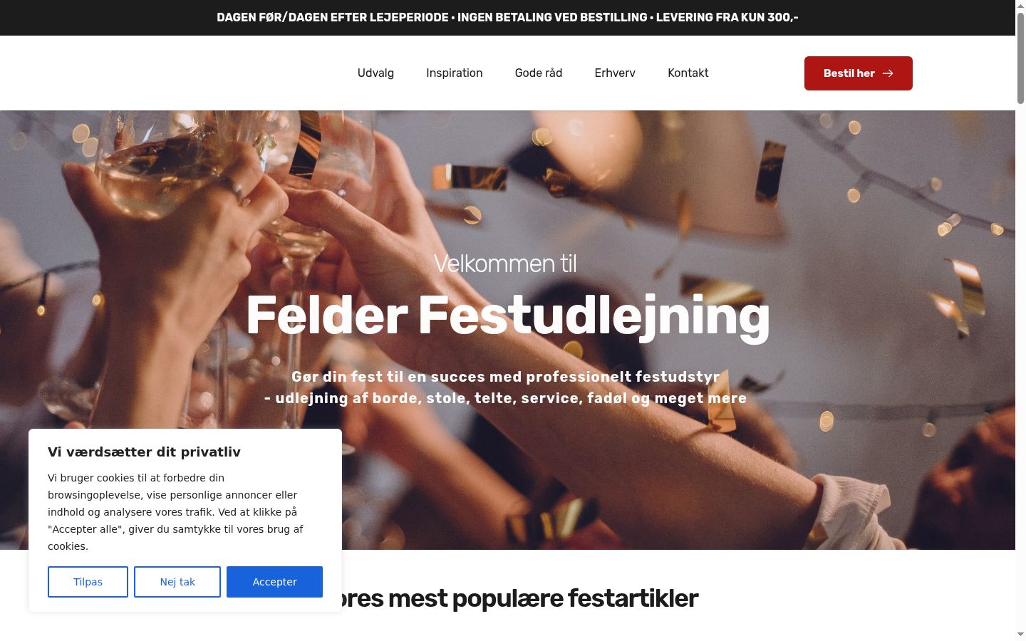 Screenshot van de toestemmingsbanner zoals getoond vóór enige interactie