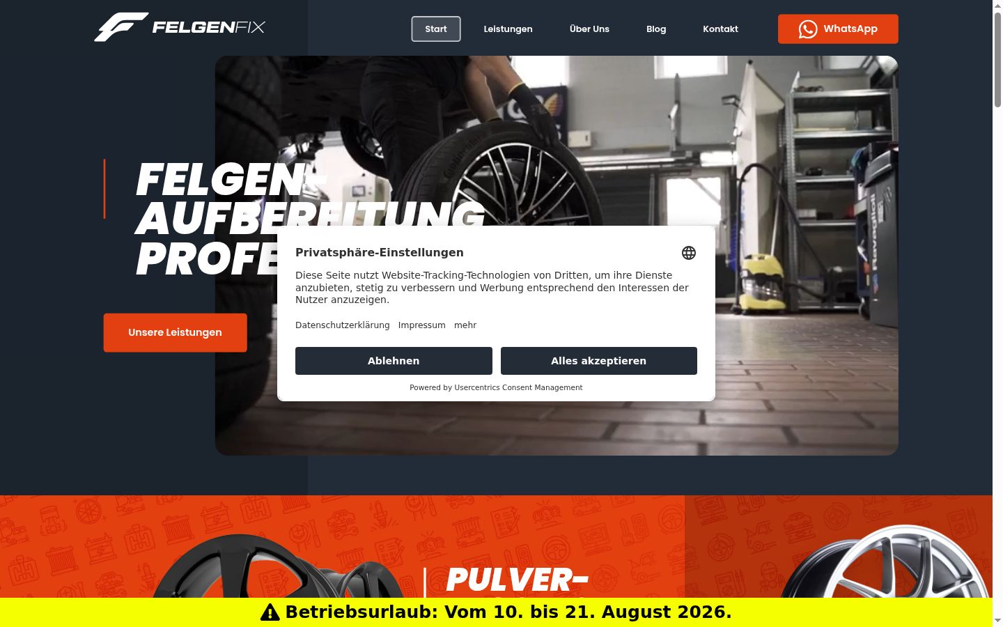Screenshot del banner di consenso mostrato prima di qualsiasi interazione