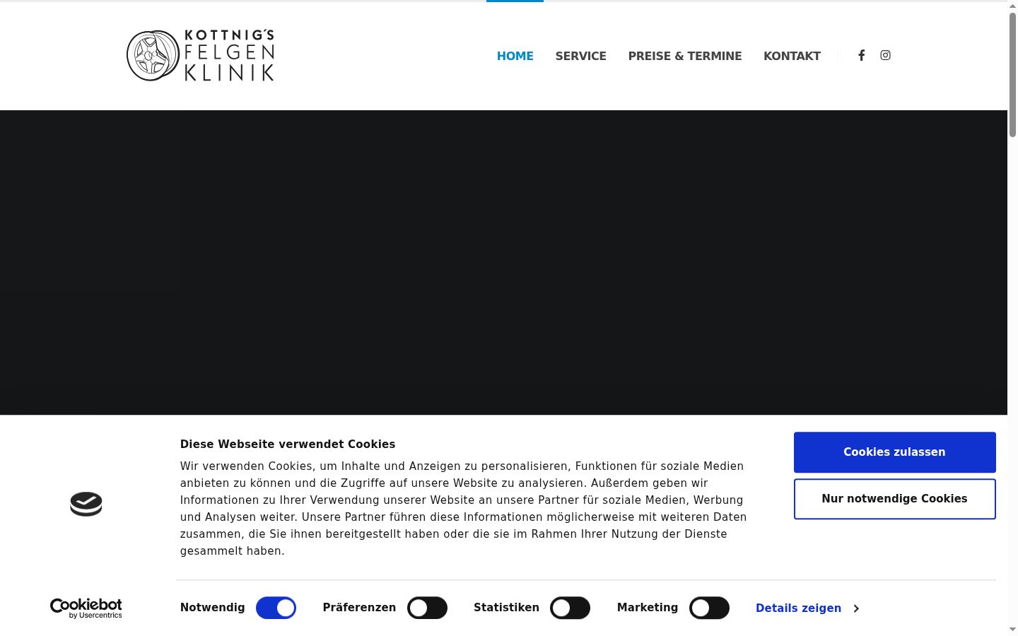 Captura de ecrã do banner de consentimento apresentado antes de qualquer interação