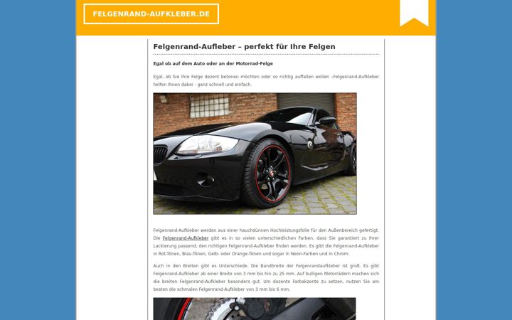 Screenshot of felgenrand-aufkleber.de
