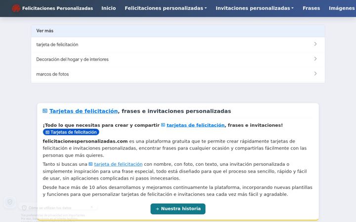 Screenshot of felicitacionespersonalizadas.com