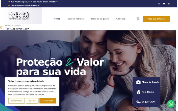 Snímek obrazovky felicitaseguros.com.br