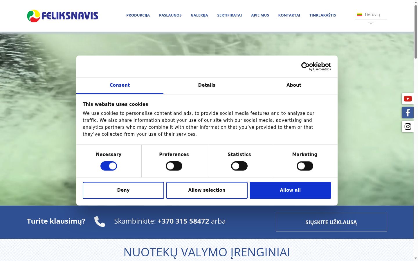 Snímek obrazovky baneru souhlasu zobrazeného před jakoukoli interakcí