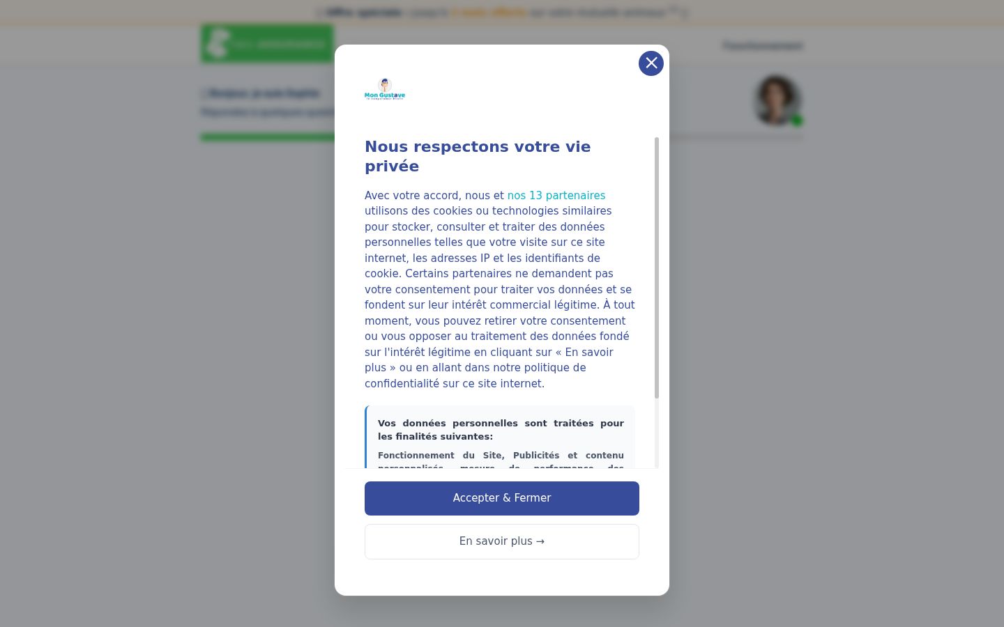 Screenshot van de toestemmingsbanner zoals getoond vóór enige interactie