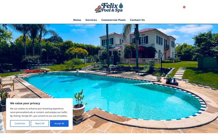Screenshot of felixpoolandspa.com