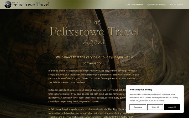 Screenshot of felixstowetravel.co.uk