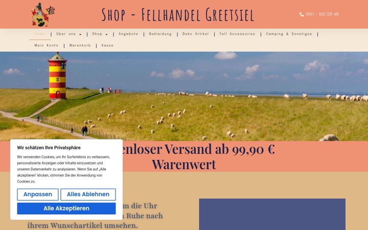 Екранна снимка на fellhandel-greetsiel-shop.de
