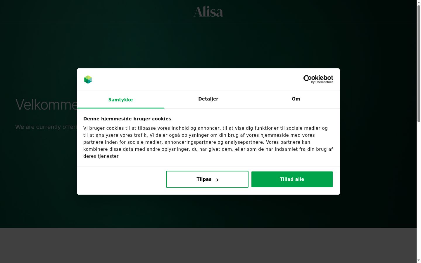 Screenshot of the consent banner shown before any interaction