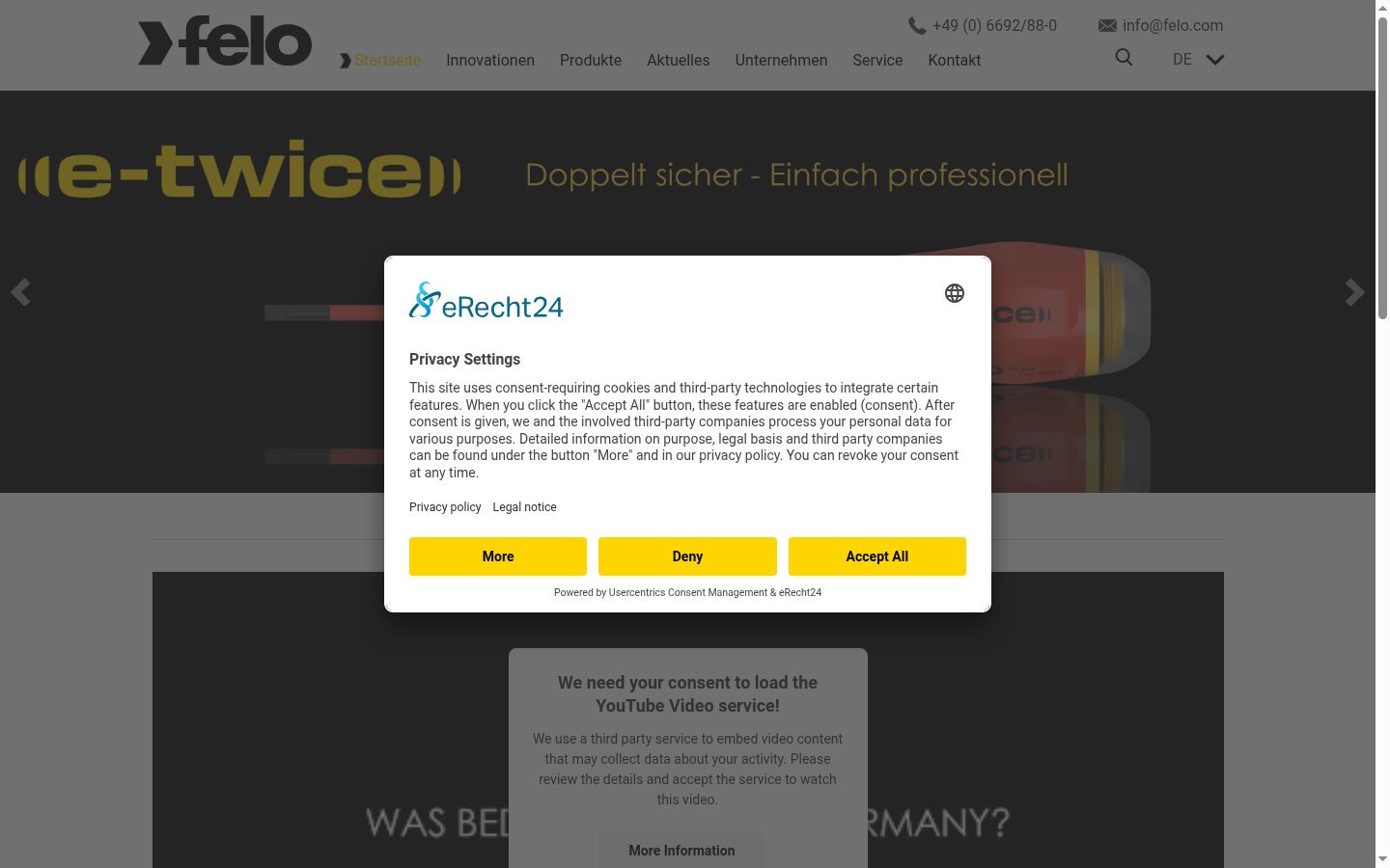 Screenshot of the consent banner shown before any interaction