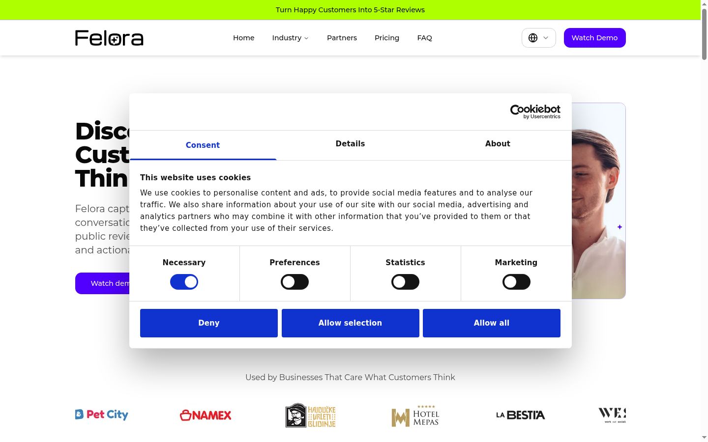 Screenshot tal-banner tal-kunsens muri qabel kwalunkwe interazzjoni