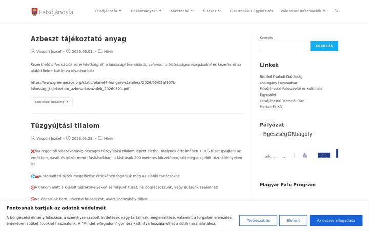 Screenshot of felsojanosfa.hu