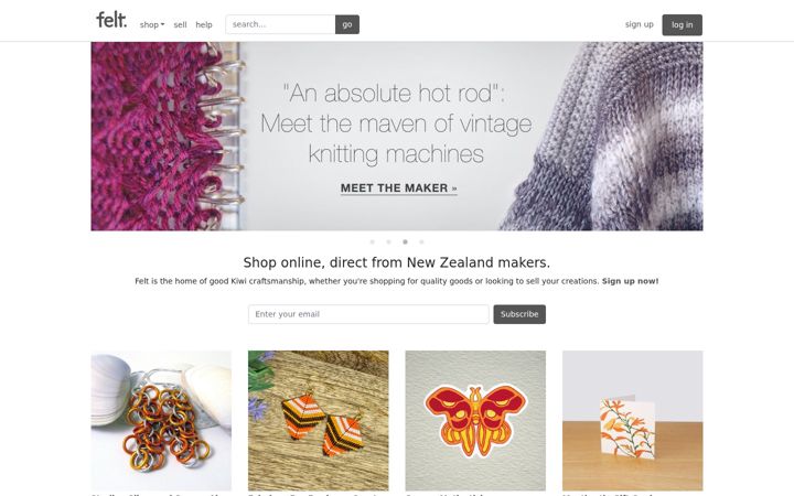 Screenshot stránky felt.co.nz