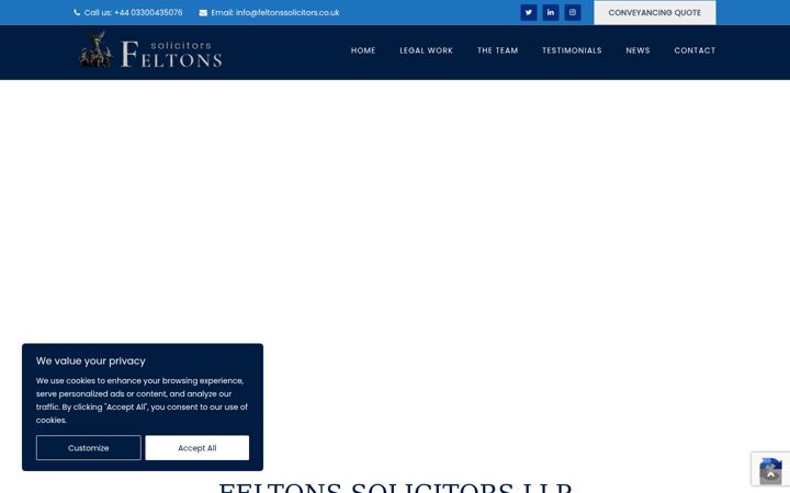 Screenshot of feltonssolicitors.co.uk