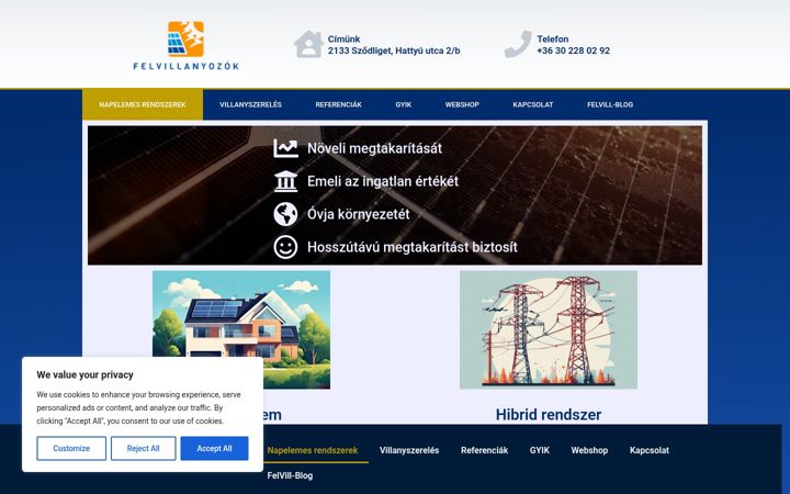 Screenshot of felvillanyozok.hu