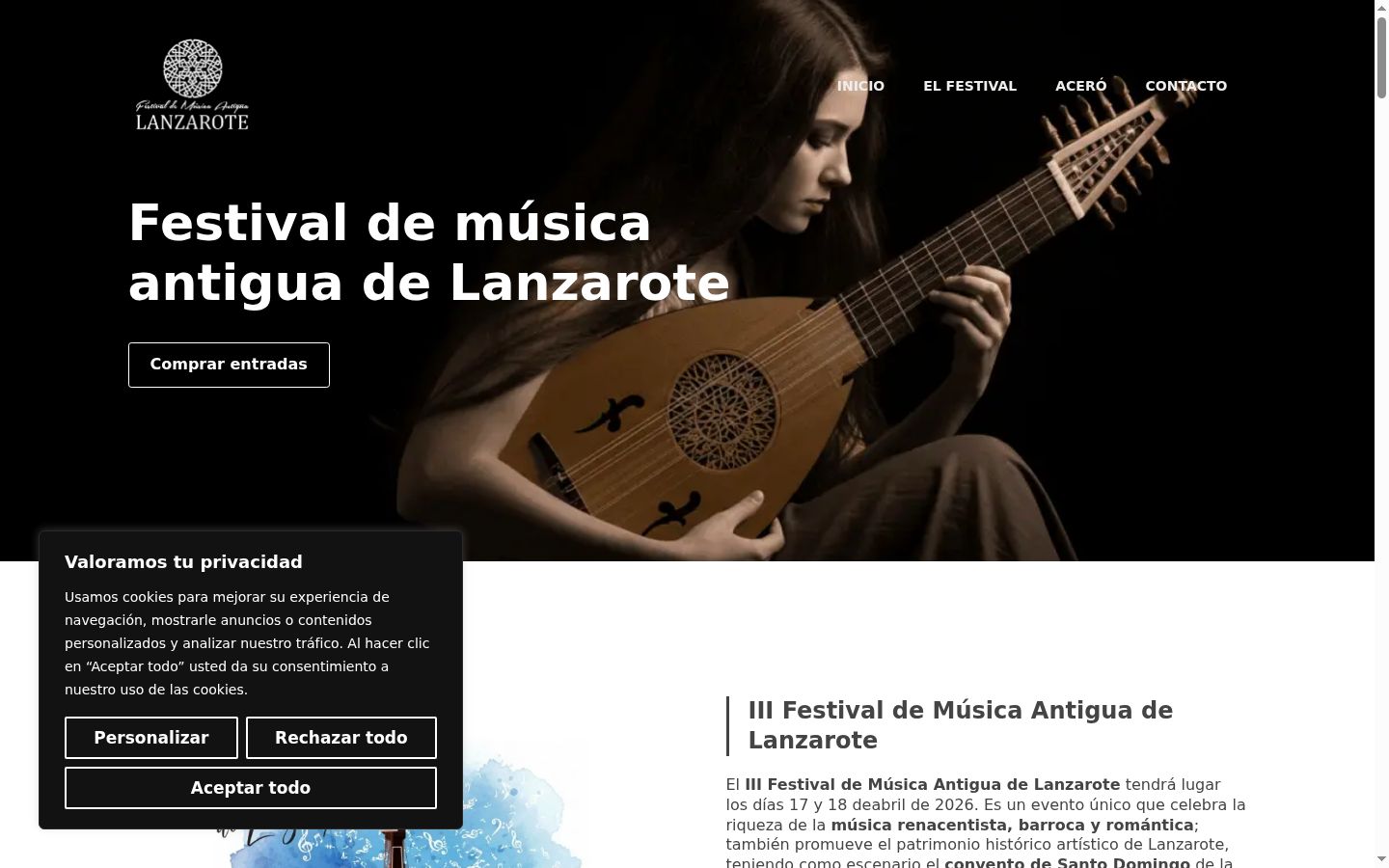 Captura de ecrã do banner de consentimento apresentado antes de qualquer interação