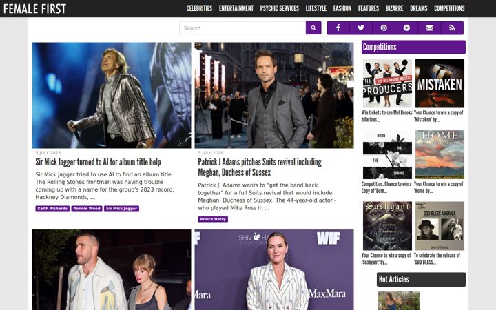 Screenshot of femalefirst.co.uk