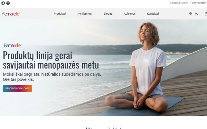 Snímek obrazovky femarelle.lt