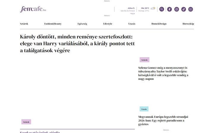 Screenshot of femcafe.hu