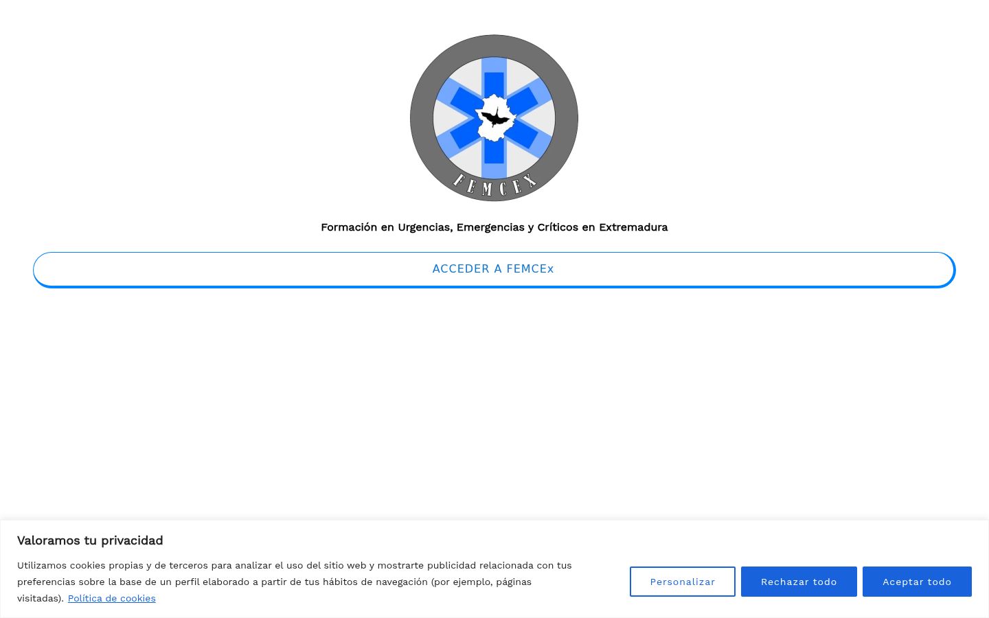 Captura de pantalla del banner de consentimiento mostrado antes de cualquier interacción