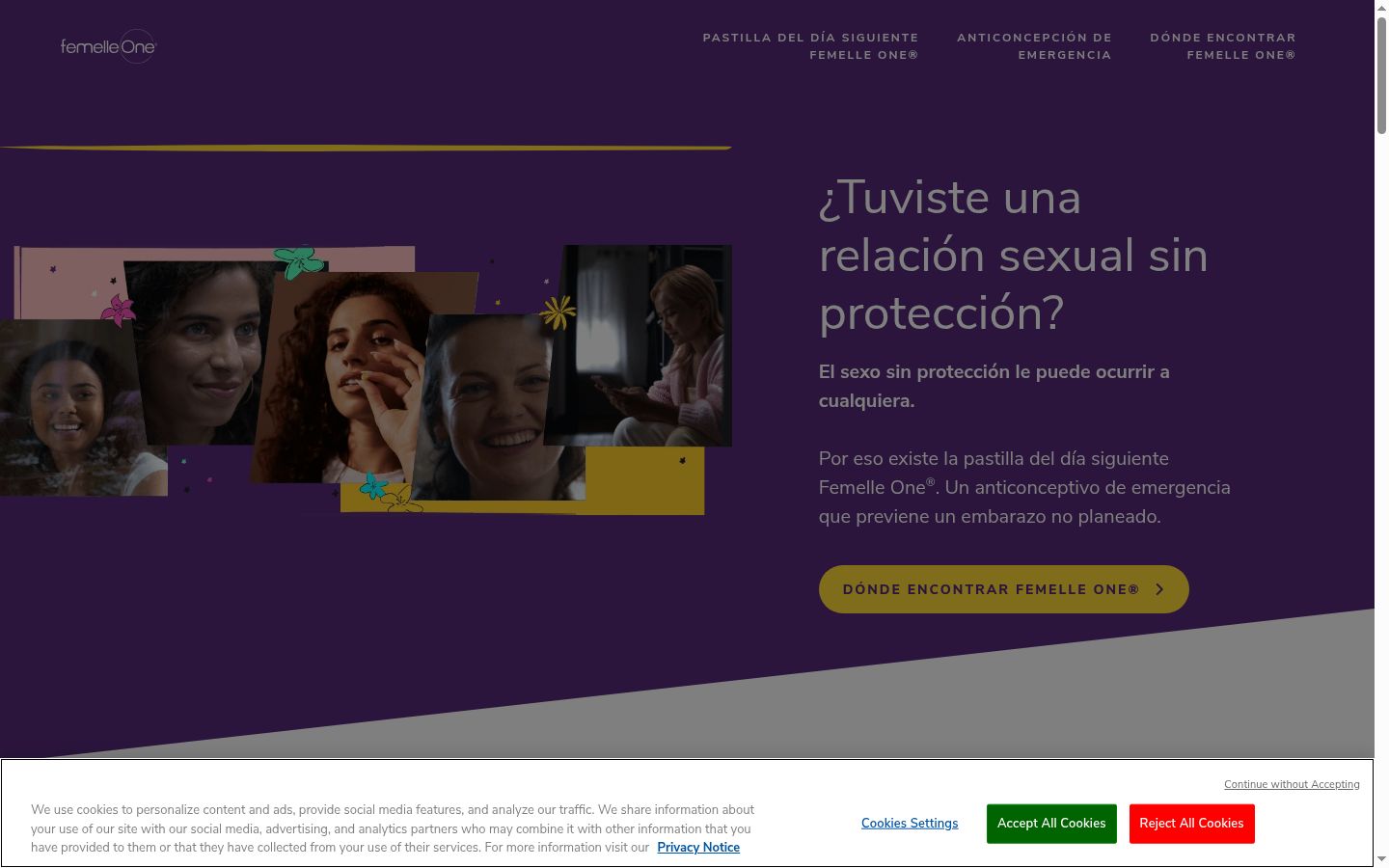 Capture d'écran de la bannière de consentement affichée avant toute interaction