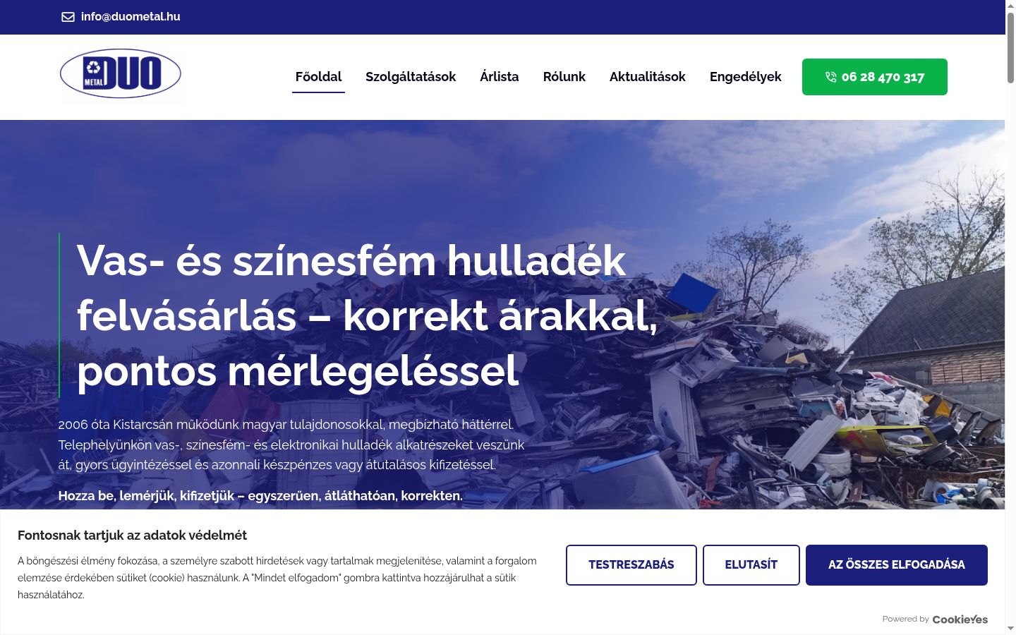 Screenshot van de toestemmingsbanner zoals getoond vóór enige interactie