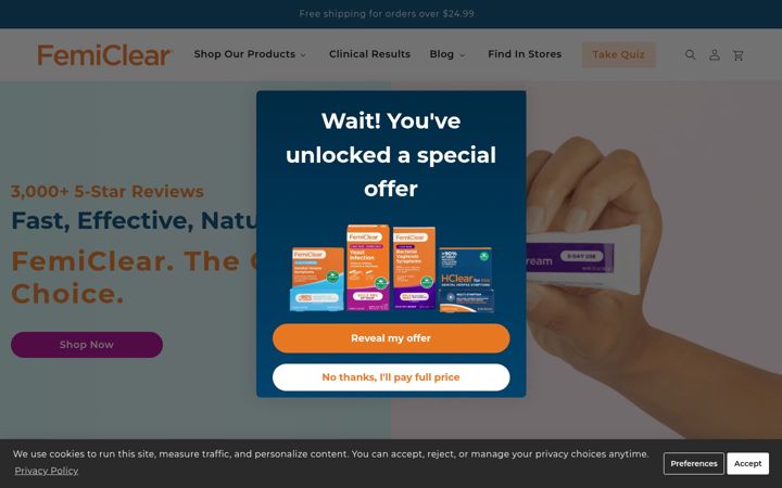 Screenshot of femiclear.com