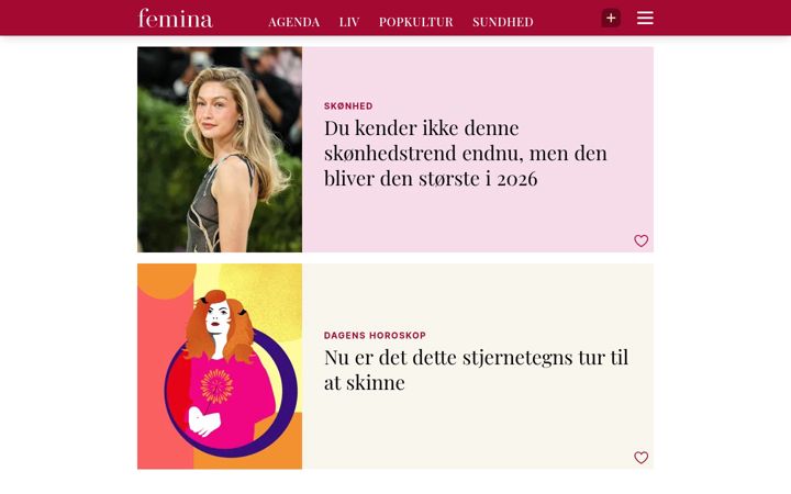 Screenshot of femina.dk