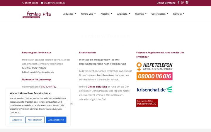Captura de pantalla de feminavita.de