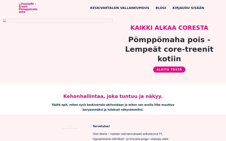 Screenshot stránky feminfit.fi