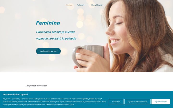 Screenshot stránky feminina.fi