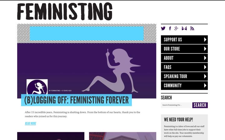 Screenshot of feministing.com
