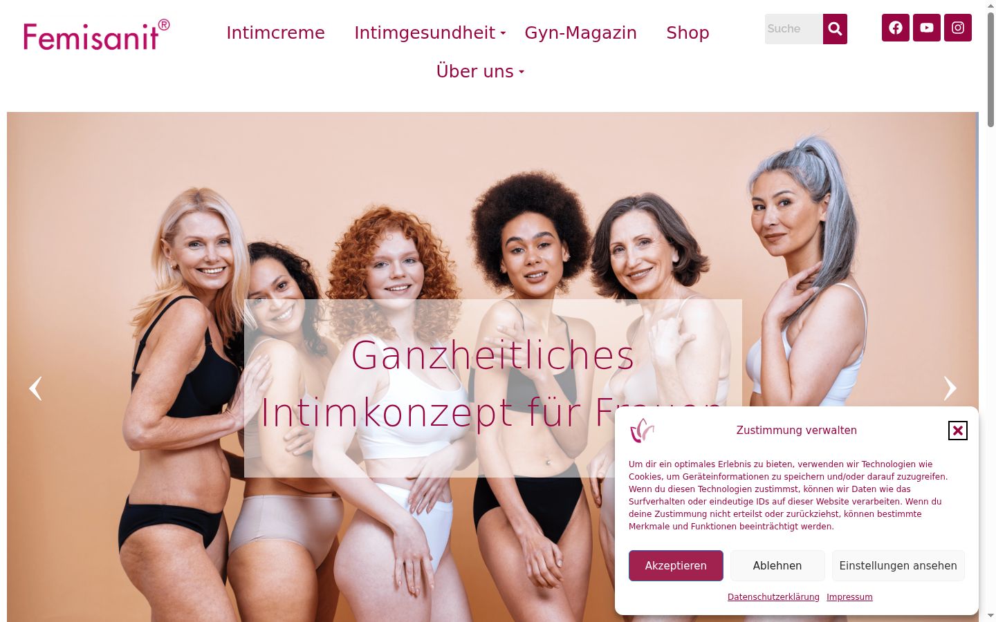 Captura de ecrã do banner de consentimento apresentado antes de qualquer interação