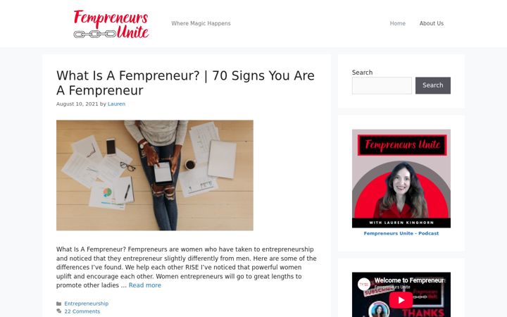 Screenshot of fempreneursunite.com