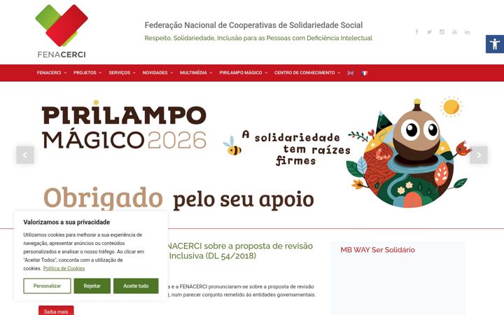 Screenshot of fenacerci.pt