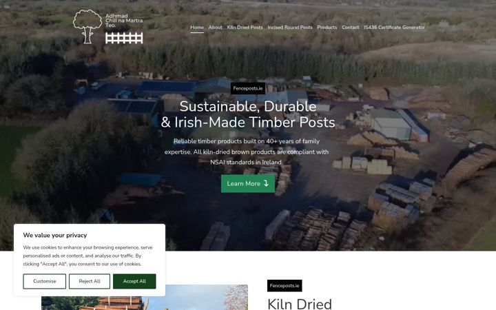 Screenshot of fenceposts.ie
