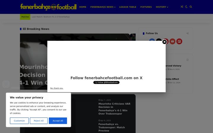 Screenshot of fenerbahcefootball.com