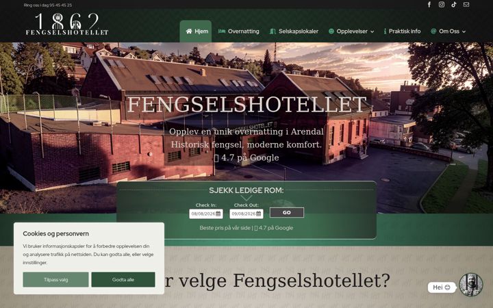 Screenshot of fengselshotellet.no