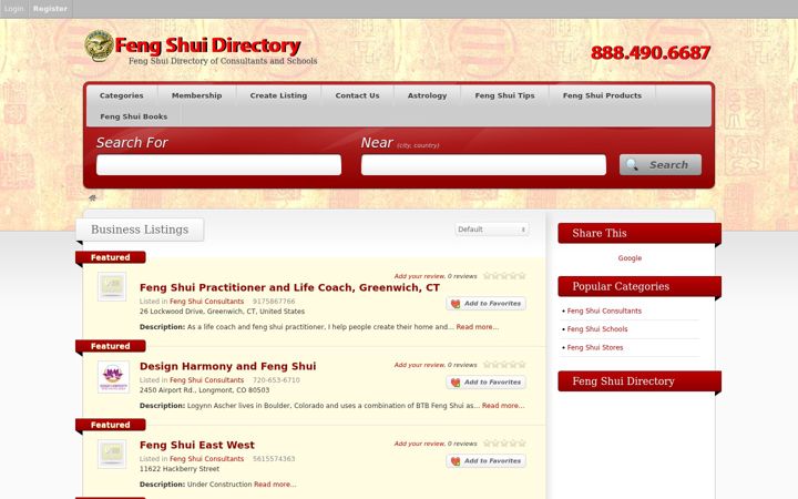 Screenshot of fengshuidirectory.com