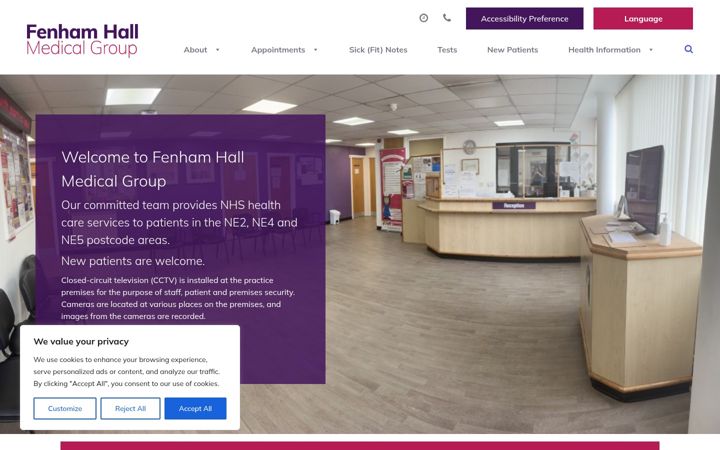 Screenshot ta' fenhamhallmg.nhs.uk