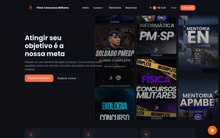 Screenshot of fenixconcursosmilitares.com.br