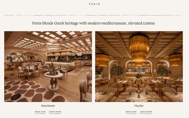 Screenshot of fenixrestaurants.com