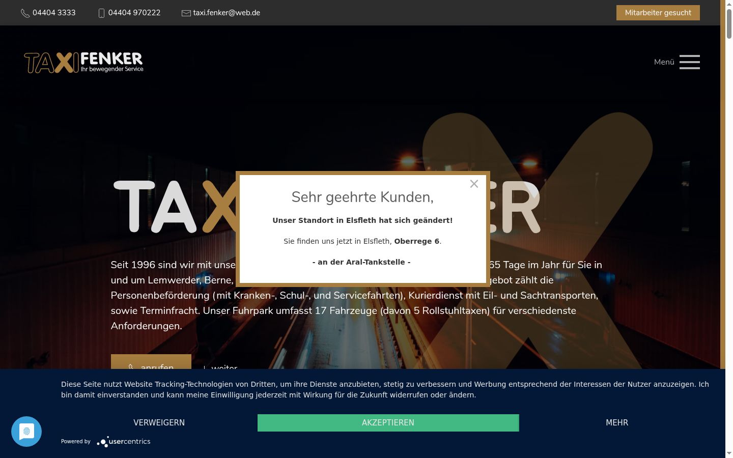 Screenshot del banner di consenso mostrato prima di qualsiasi interazione