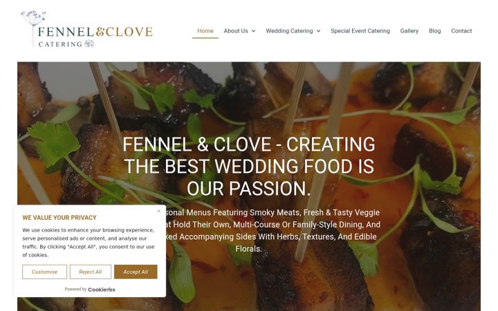 Screenshot ta' fennelandclovecatering.co.uk
