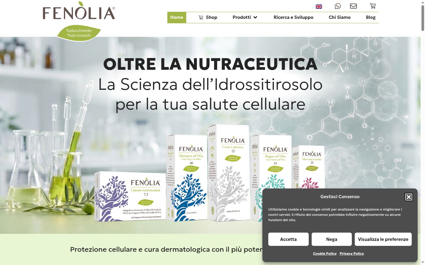 Screenshot del banner di consenso mostrato prima di qualsiasi interazione